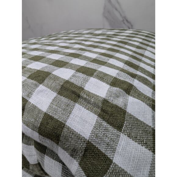 NWOT Quince European Linen Duvet Cover Full/Queen Olive Gingham - Picture 4 of 8